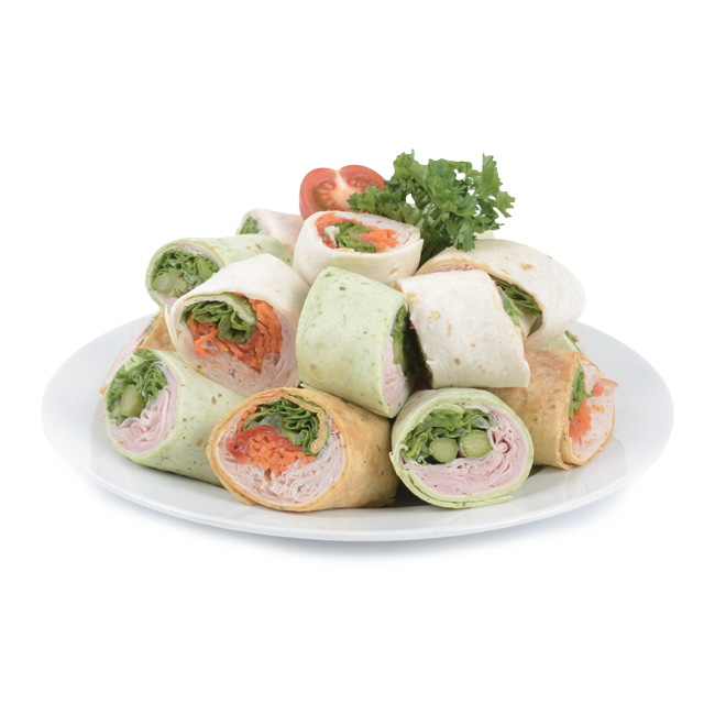 Plateau de mini sandwichs roulés sur pain tortillas (Wraps)
