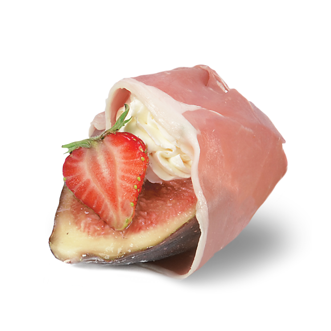 Figs filled with mascarpone & coated with prosciutto